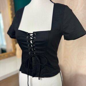 White Fox Boutique Black Corset Style Top NWOT Goth Whimsigoth Bustier